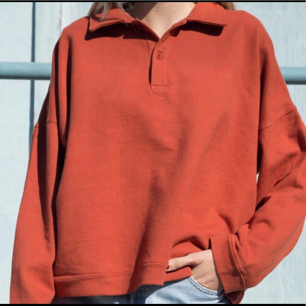 burnt orange/red archer sweatshirt